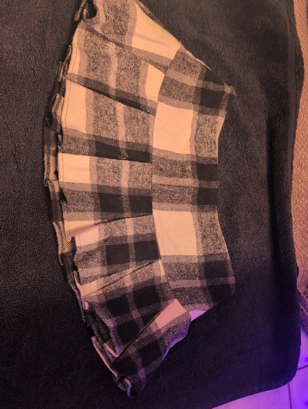 Guess by Marciano Black and Cream Plaid Ruffle Mini Skirt